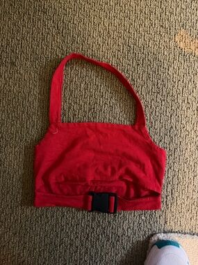 A Classy Chic Boutique Red Cropped Buckle Tank Top